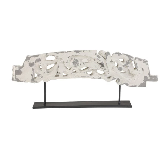 Deals ๐ Studio 350 Large Antique Distressed Gray & White Acanthus Sculpture Table Decor, 35 X 14 ๐ - Image 4