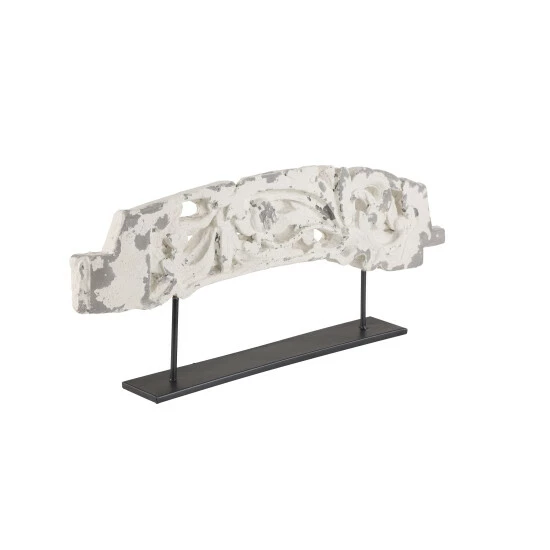Deals ๐ Studio 350 Large Antique Distressed Gray & White Acanthus Sculpture Table Decor, 35 X 14 ๐ - Image 5