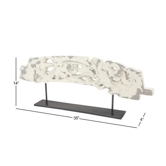 Deals ๐ Studio 350 Large Antique Distressed Gray & White Acanthus Sculpture Table Decor, 35 X 14 ๐ - Image 8