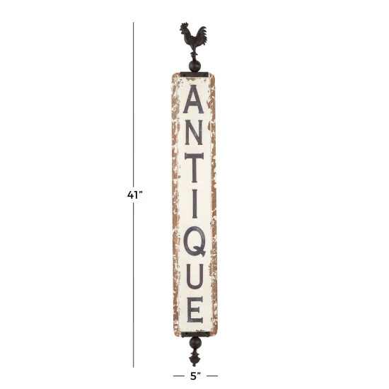 Best Sale 🤩 Studio 350 Rustic Distressed White Wood And Metal Wall Decor 15" X 53" 🛒 - Image 8