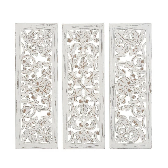 Budget ✔️ Studio 350 Grey MDF Traditional Wall Decor Ornamental (Set Of 3) 😍 - Image 2