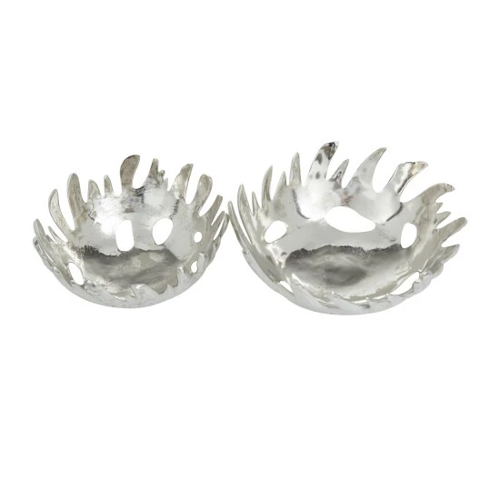 Outlet 🌟 Studio 350 Aluminum Contemporary Decorative Bowls 6 X 14 X 13 Silver 👏 - Image 2