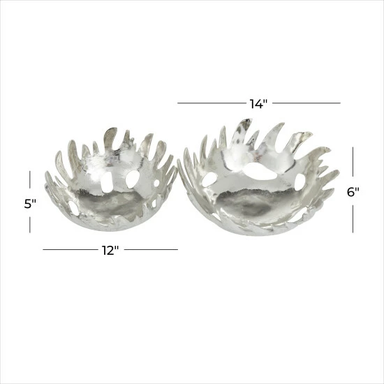 Outlet 🌟 Studio 350 Aluminum Contemporary Decorative Bowls 6 X 14 X 13 Silver 👏 - Image 7