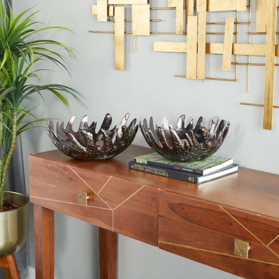 Outlet 🌟 Studio 350 Aluminum Contemporary Decorative Bowls 6 X 14 X 13 Silver 👏 - Image 8