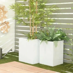 Promo โ Studio 350 White Metal Modern Planter (Set Of 2) - S/2 17", 14"W โ