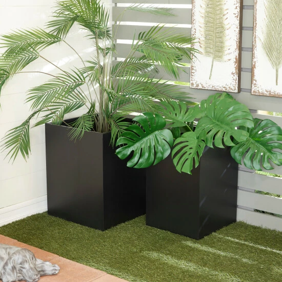 Promo ⌛ Studio 350 White Metal Modern Planter (Set Of 2) - S/2 17", 14"W ⌛ - Image 6
