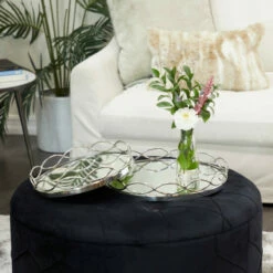 Best Sale ❤️ Studio 350 Stainless Steel Contemporary Tray (Set Of 2) Silver 🧨