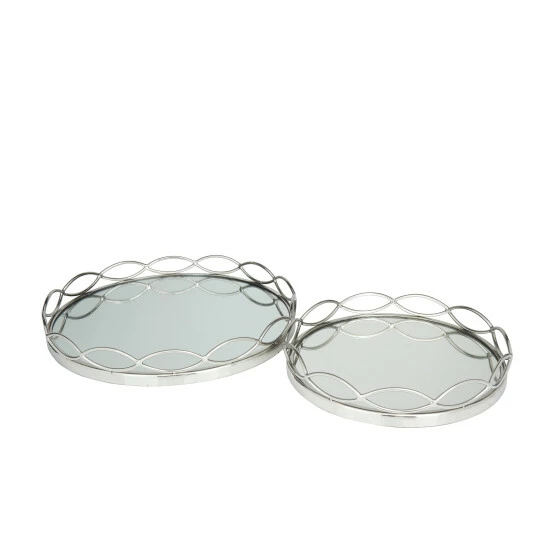 Best Sale โค๏ธ Studio 350 Stainless Steel Contemporary Tray (Set Of 2) Silver ๐งจ - Image 2