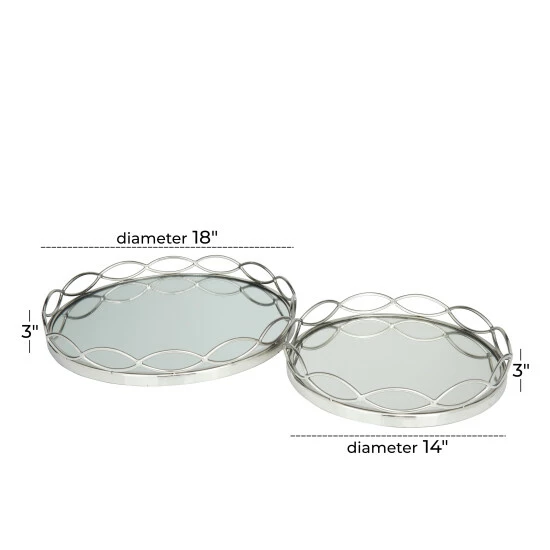 Best Sale โค๏ธ Studio 350 Stainless Steel Contemporary Tray (Set Of 2) Silver ๐งจ - Image 3