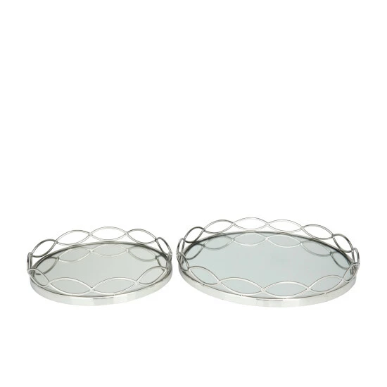 Best Sale โค๏ธ Studio 350 Stainless Steel Contemporary Tray (Set Of 2) Silver ๐งจ - Image 5
