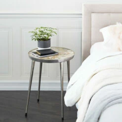 Best Pirce 🔔 Studio 350 Silver Aluminum Contemporary Accent Table 23 X 18 X 18 🔔