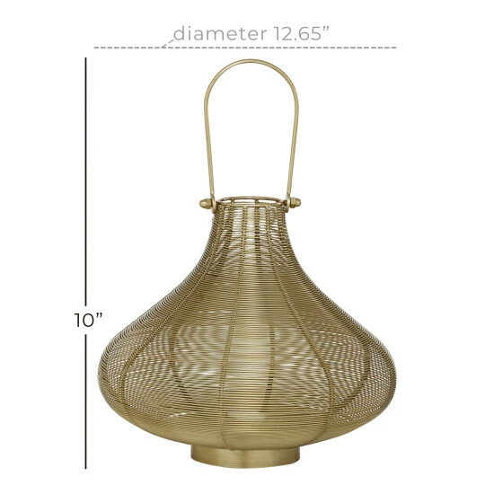 Cheapest 😍 Studio 350 Round Gold Metal Lantern With Handle, 11" X 9.5" - 11 X 13 X 10Round ✔️ - Image 4