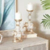 New 🤩 Studio 350 Gold Polystone Traditional Candle Holders (Set Of 2) - 7 X 4 X 13 🧨