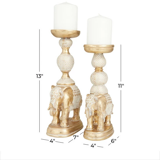 New ๐คฉ Studio 350 Gold Polystone Traditional Candle Holders (Set Of 2) - 7 X 4 X 13 ๐งจ - Image 6