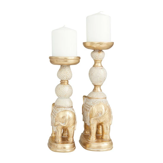 New ๐คฉ Studio 350 Gold Polystone Traditional Candle Holders (Set Of 2) - 7 X 4 X 13 ๐งจ - Image 7