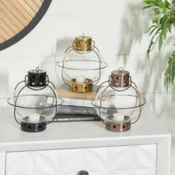 Promo 🧨 Studio 350 Multi Iron Rustic Lantern (Set Of 3) - 7 X 7 X 8 🔥