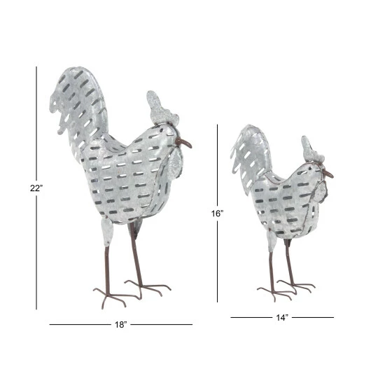 Best Pirce 🤩 Studio 350 The Gray Barn Jartop Rustic Iron Standing Rooster Sculptures (Set Of 2) 💯 - Image 6