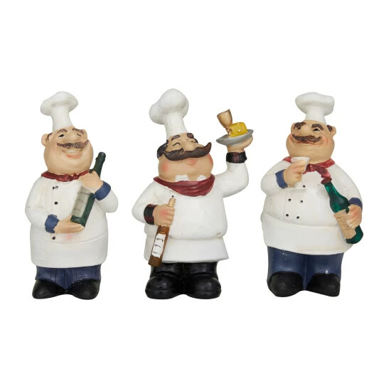 Budget ๐ Studio 350 White Polystone Traditional Chef Sculpture ( Set Of 3) - S/3 5", 4", 6"H ๐งจ - Image 2
