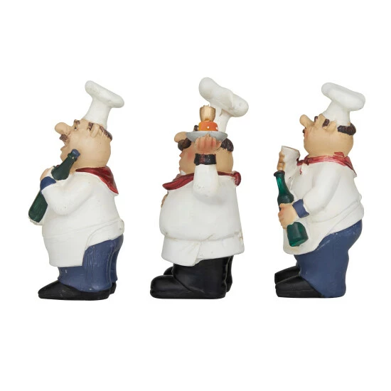 Budget ๐ Studio 350 White Polystone Traditional Chef Sculpture ( Set Of 3) - S/3 5", 4", 6"H ๐งจ - Image 3