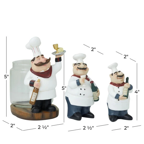 Budget ๐ Studio 350 White Polystone Traditional Chef Sculpture ( Set Of 3) - S/3 5", 4", 6"H ๐งจ - Image 6