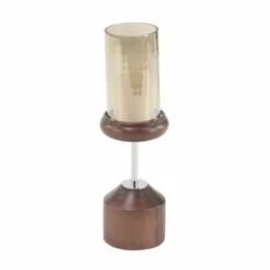 Best deal 👏 Studio 350 Brown Wood Modern Candle Holder 17 X 5 X 5 🤩