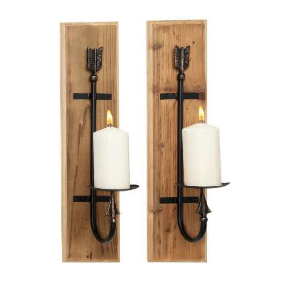 Buy 😀 Studio 350 Brown Wood Industrial Wall Sconce (Set Of 2) - 6 X 7 X 24 ❤️ - Image 4