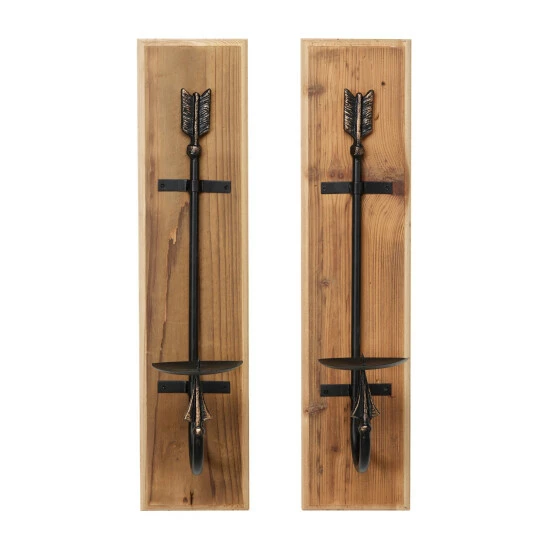 Buy 😀 Studio 350 Brown Wood Industrial Wall Sconce (Set Of 2) - 6 X 7 X 24 ❤️ - Image 6
