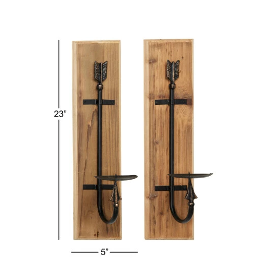 Buy 😀 Studio 350 Brown Wood Industrial Wall Sconce (Set Of 2) - 6 X 7 X 24 ❤️ - Image 8