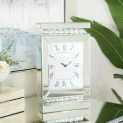 Brand new ๐งจ Studio 350 Silver Wood Glam Table Clock - 8"L X 3"W X 14"H ๐ฅ