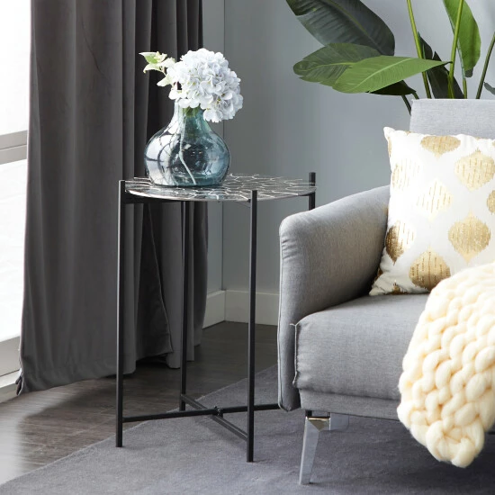 Deals ๐ Studio 350 Silver Aluminum Contemporary Accent Table 24 X 18 X 18 - 18 X 18 X 24Round ๐