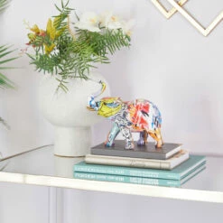 Hot Sale 👍 Studio 350 Multi Colored Polystone Graffiti Elephant Sculpture ❤️