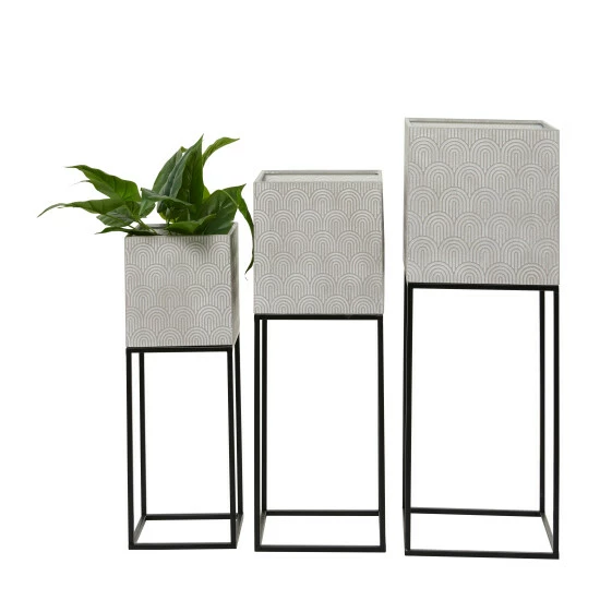 Deals โ Studio 350 Light Grey Metal Modern Planter (Set Of 3) - S/3 30", 26", 22"H ๐คฉ - Image 2