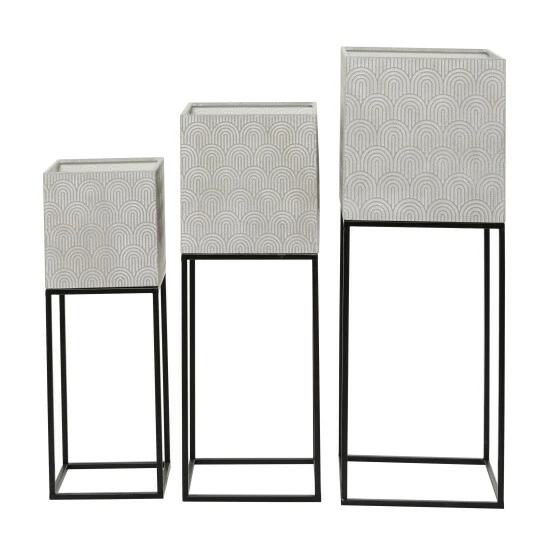 Deals โ Studio 350 Light Grey Metal Modern Planter (Set Of 3) - S/3 30", 26", 22"H ๐คฉ - Image 3