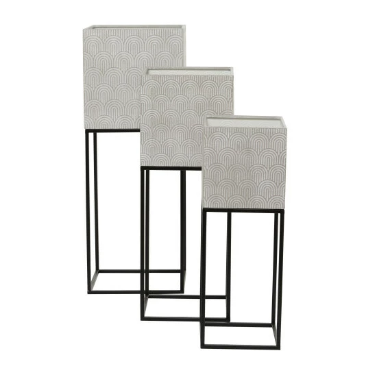 Deals โ Studio 350 Light Grey Metal Modern Planter (Set Of 3) - S/3 30", 26", 22"H ๐คฉ - Image 4