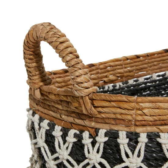 Flash Sale ⌛ Studio 350 Black Banana Leaf Bohemian Storage Basket (Set Of 3) - S/3 23", 22", 18"W 🎁 - Image 4
