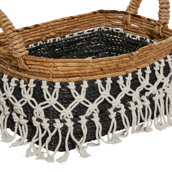 Flash Sale ⌛ Studio 350 Black Banana Leaf Bohemian Storage Basket (Set Of 3) - S/3 23", 22", 18"W 🎁 - Image 5