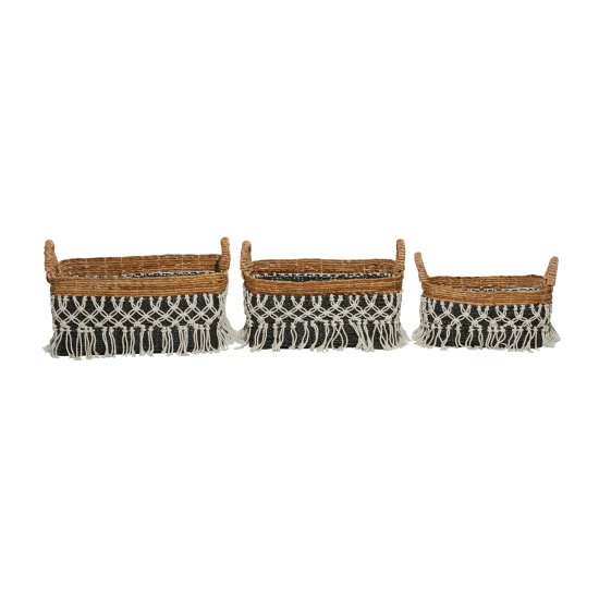 Flash Sale ⌛ Studio 350 Black Banana Leaf Bohemian Storage Basket (Set Of 3) - S/3 23", 22", 18"W 🎁 - Image 7