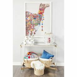 Outlet 👏 Studio 350 Large Round Woven Rattan White Lantern With Burlap Jute Rope Handle And Glass Insert, 15" X 15" - 15 X 15 X 15 👏