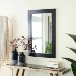 Deals 🧨 Studio 350 Black Wood Contemporary Wall Mirror 🔥