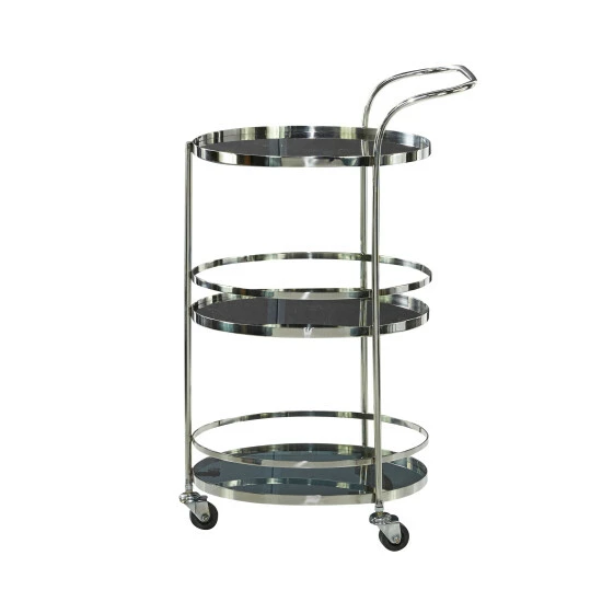 Flash Sale 😍 Studio 350 Silver Stainless Steel Contemporary Bar Cart 33 X 17 X 21 - 17 X 21 X 33 ❤️ - Image 3