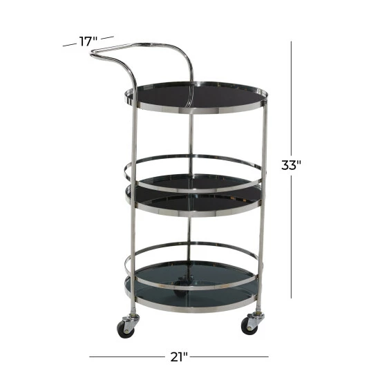 Flash Sale 😍 Studio 350 Silver Stainless Steel Contemporary Bar Cart 33 X 17 X 21 - 17 X 21 X 33 ❤️ - Image 7