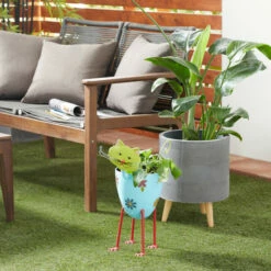 Best Sale ⭐ Studio 350 Blue Metal Farmhouse Planter 19 X 16 X 8 - 16 X 8 X 19 🌟