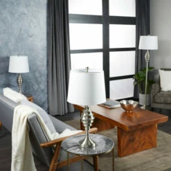 Best deal 💯 Studio 350 Silver Coastal Table Lamp Set Of 3 - 10 X 10 X 59 Round 😍