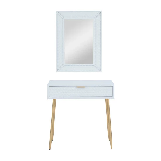 Best Sale ๐ Studio 350 Wood Contemporary Console Table With Mirror (Set Of 2) - S/2 31", 31"H White ๐ - Image 2
