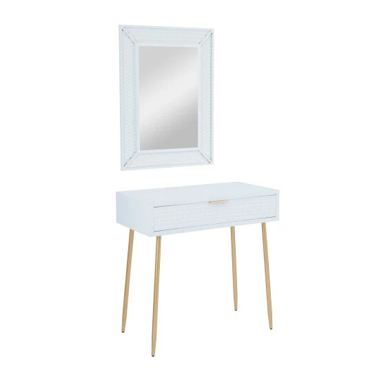Best Sale ๐ Studio 350 Wood Contemporary Console Table With Mirror (Set Of 2) - S/2 31", 31"H White ๐ - Image 3