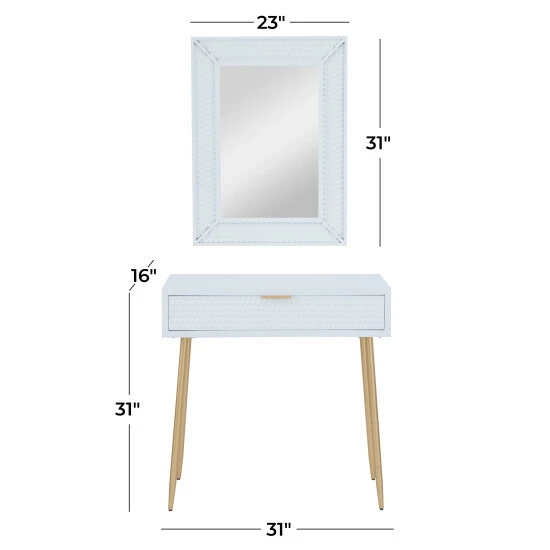 Best Sale ๐ Studio 350 Wood Contemporary Console Table With Mirror (Set Of 2) - S/2 31", 31"H White ๐ - Image 6