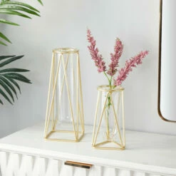 Cheapest 🌟 Studio 350 Glass Tube Vase With Metal Stand (Set Of 2) Black ⌛
