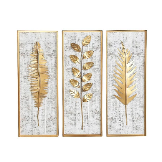 New ⌛ Studio 350 Gold Iron Contemporary Wall Decor Floral And Botanical (Set Of 3) 🔔 - Image 4