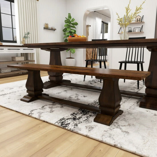 Brand new ❤️ Studio 350 Brown Mango Wood Rustic Bench 18 X 68 X 15 - 68 X 15 X 18 ❤️ - Image 8