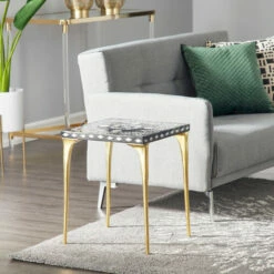 New 🛒 Studio 350 Gold Wood Eclectic Accent Table 20 X 16 X 16 - 16 X 16 X 20 😍